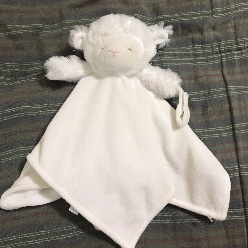 Carters White Sheep Lamb Lovey Security Blanket Pacifier Holder Soft Plush 2016